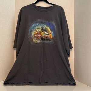 Harley Davidson Men’s tee shirt. No size tag but all other tees are XXL.
